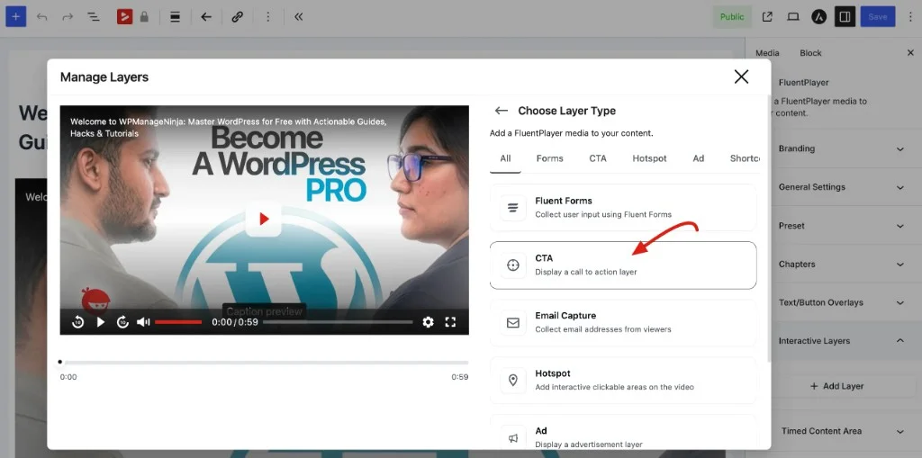 Choose CTA layer type