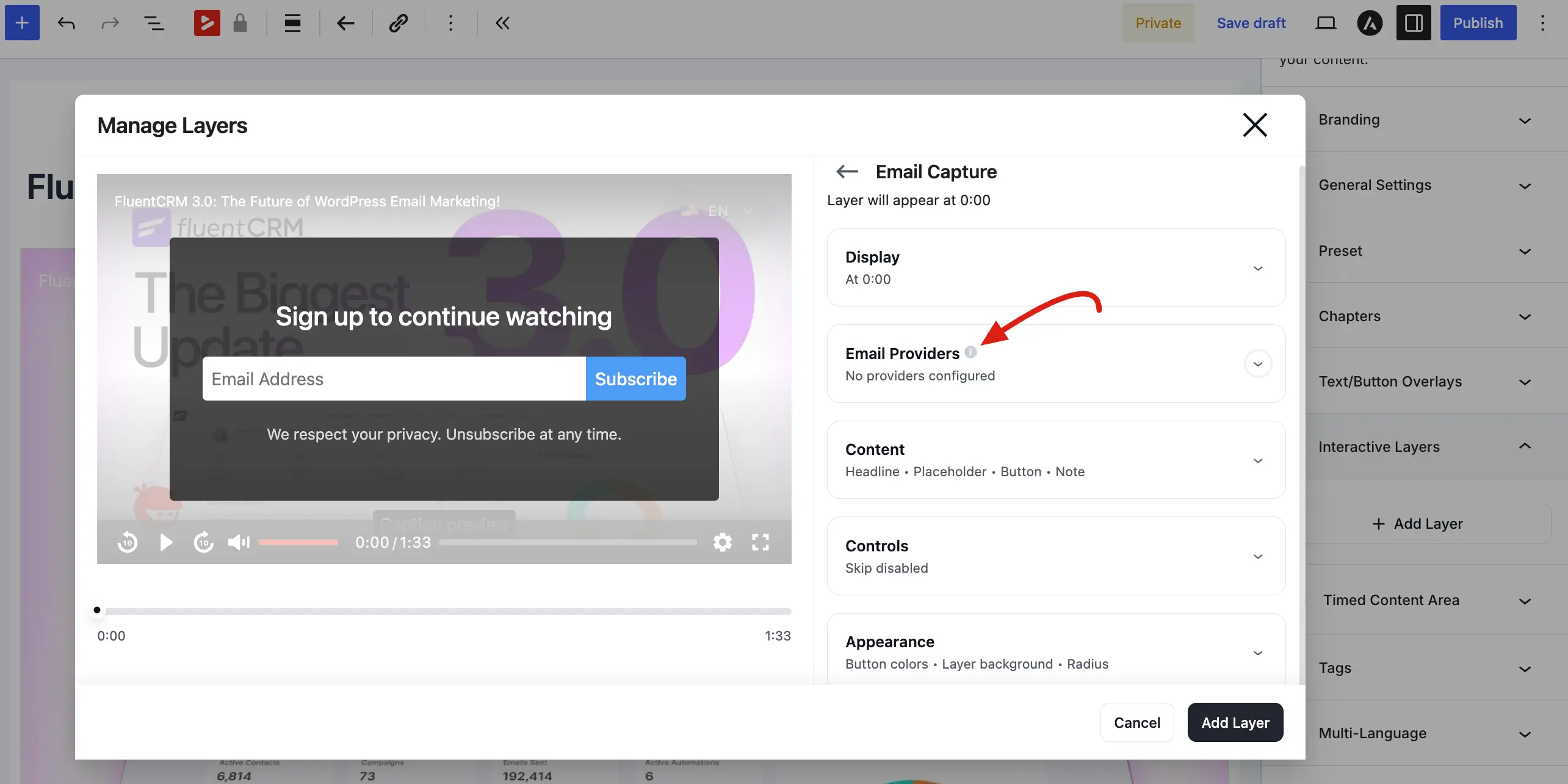 Email Capture layer overview