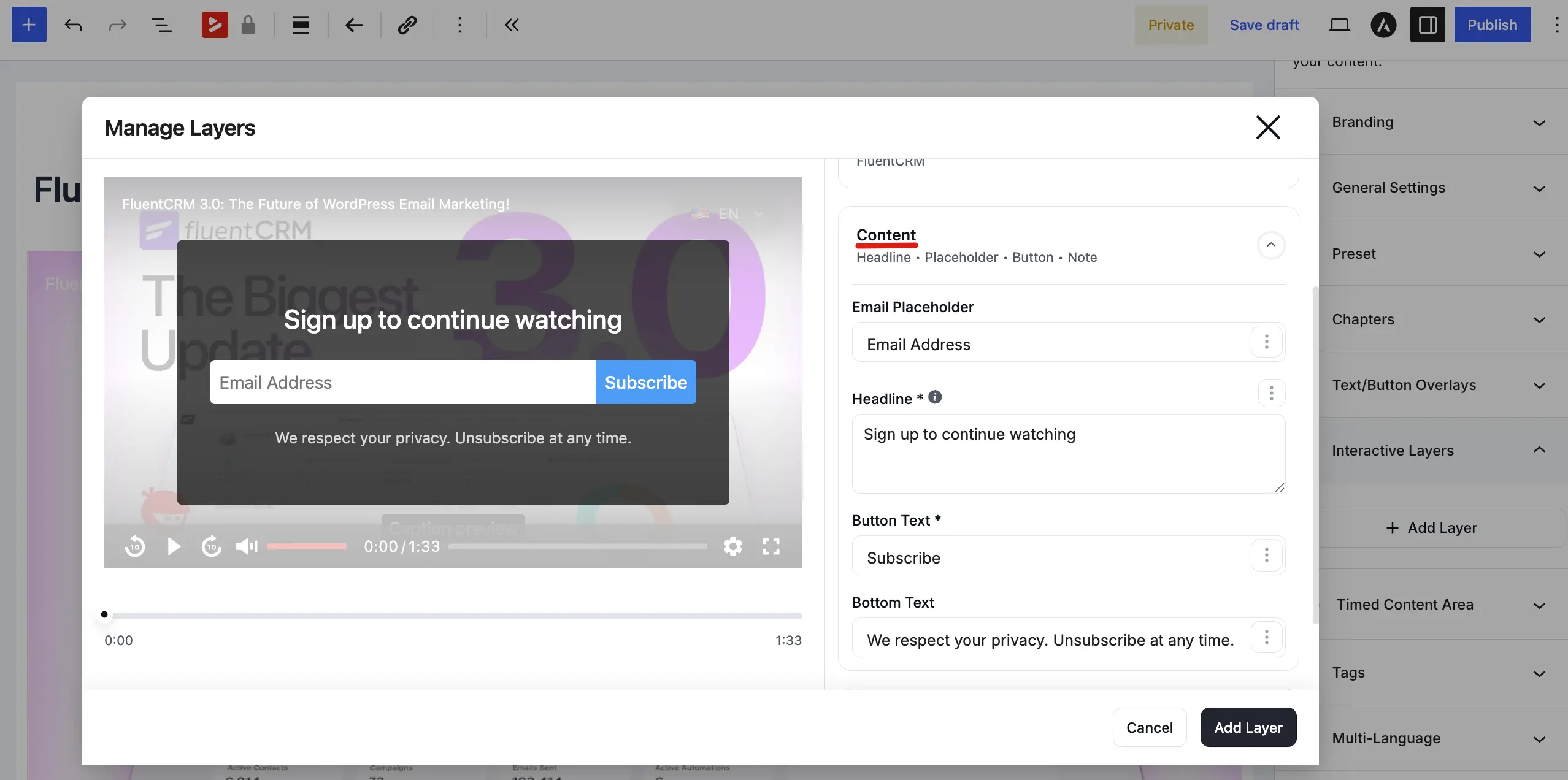 Content section