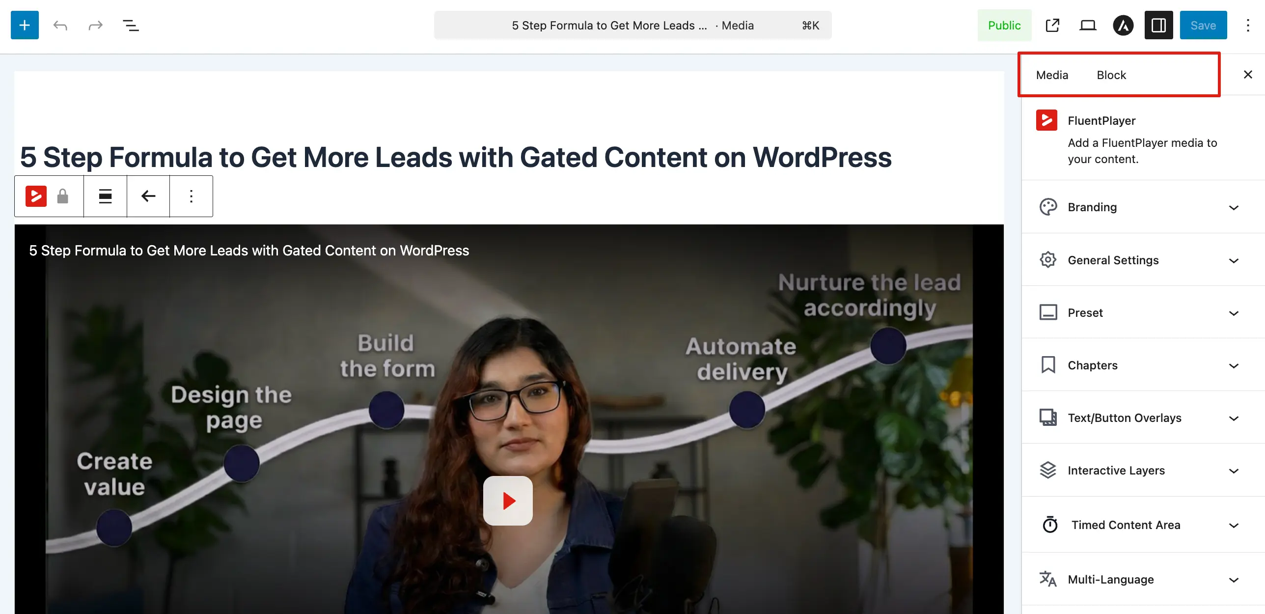 Media and Block Tab