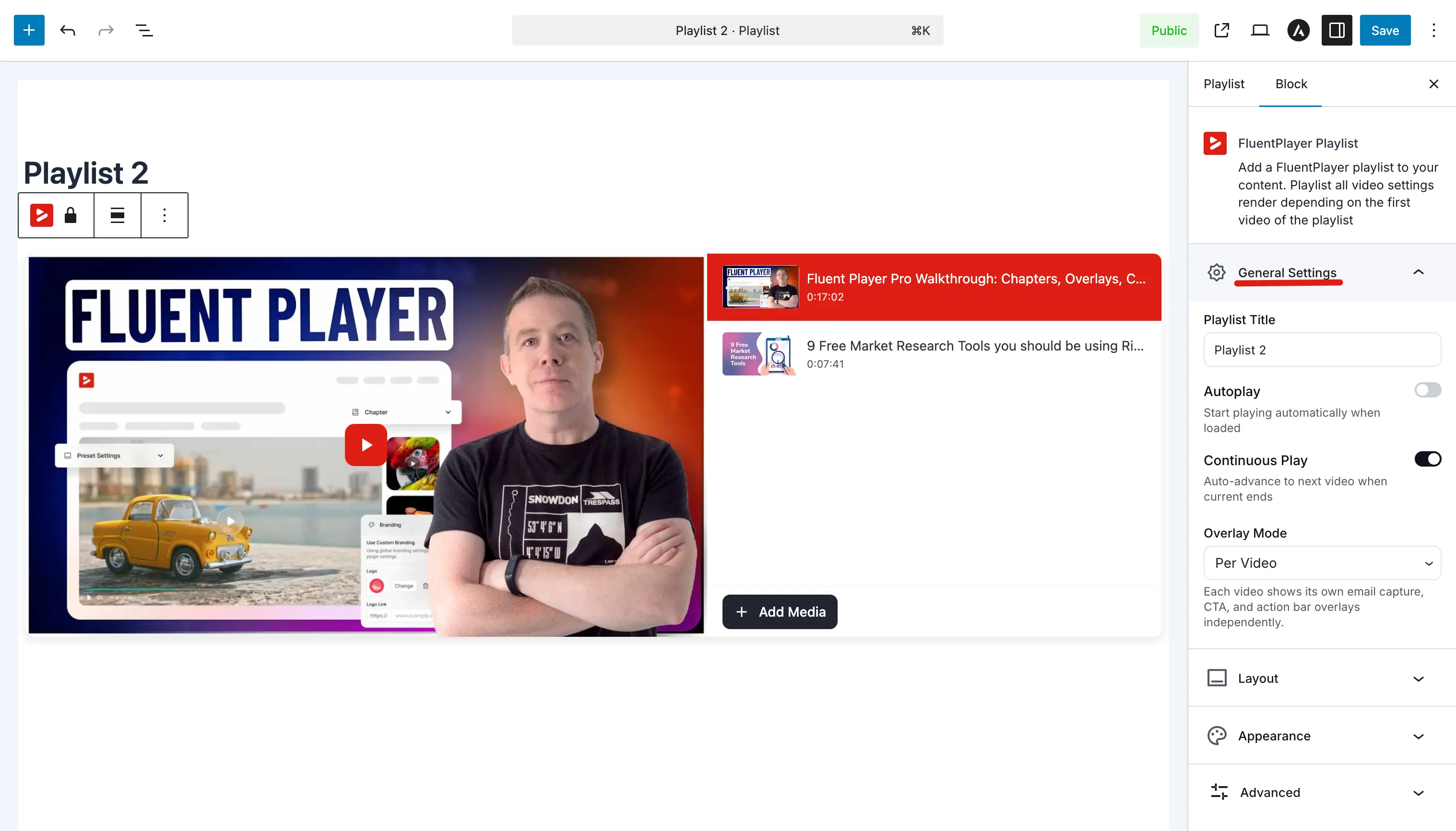 Playlist General Settings