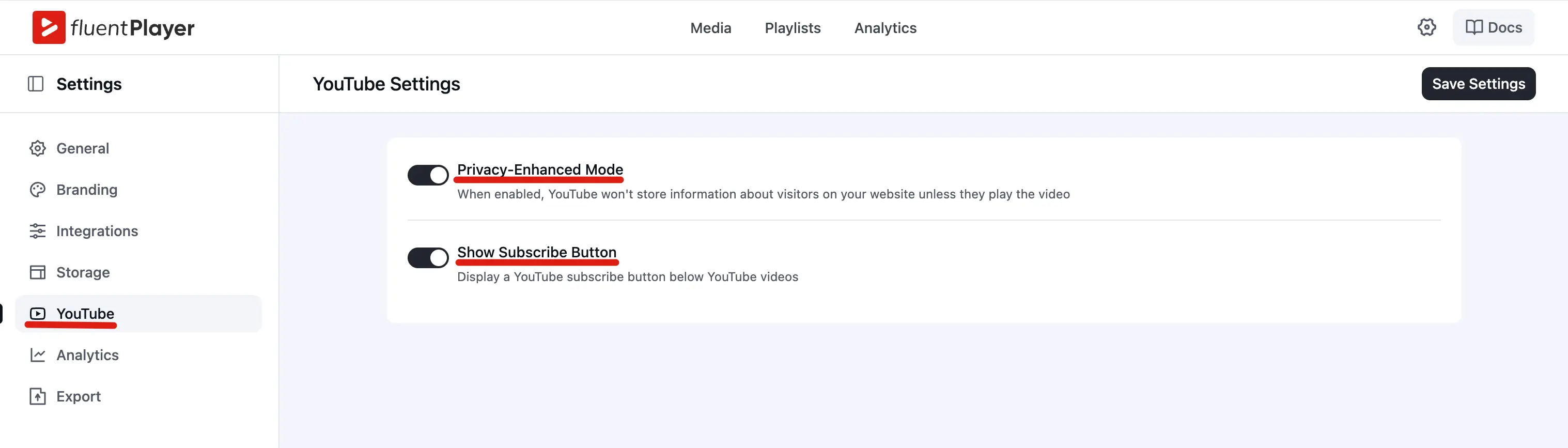 YouTube Settings